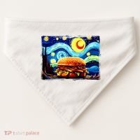 Love Hamburger Food Burger Van Gogh USA-Made Doggie Bandana thumb 0
