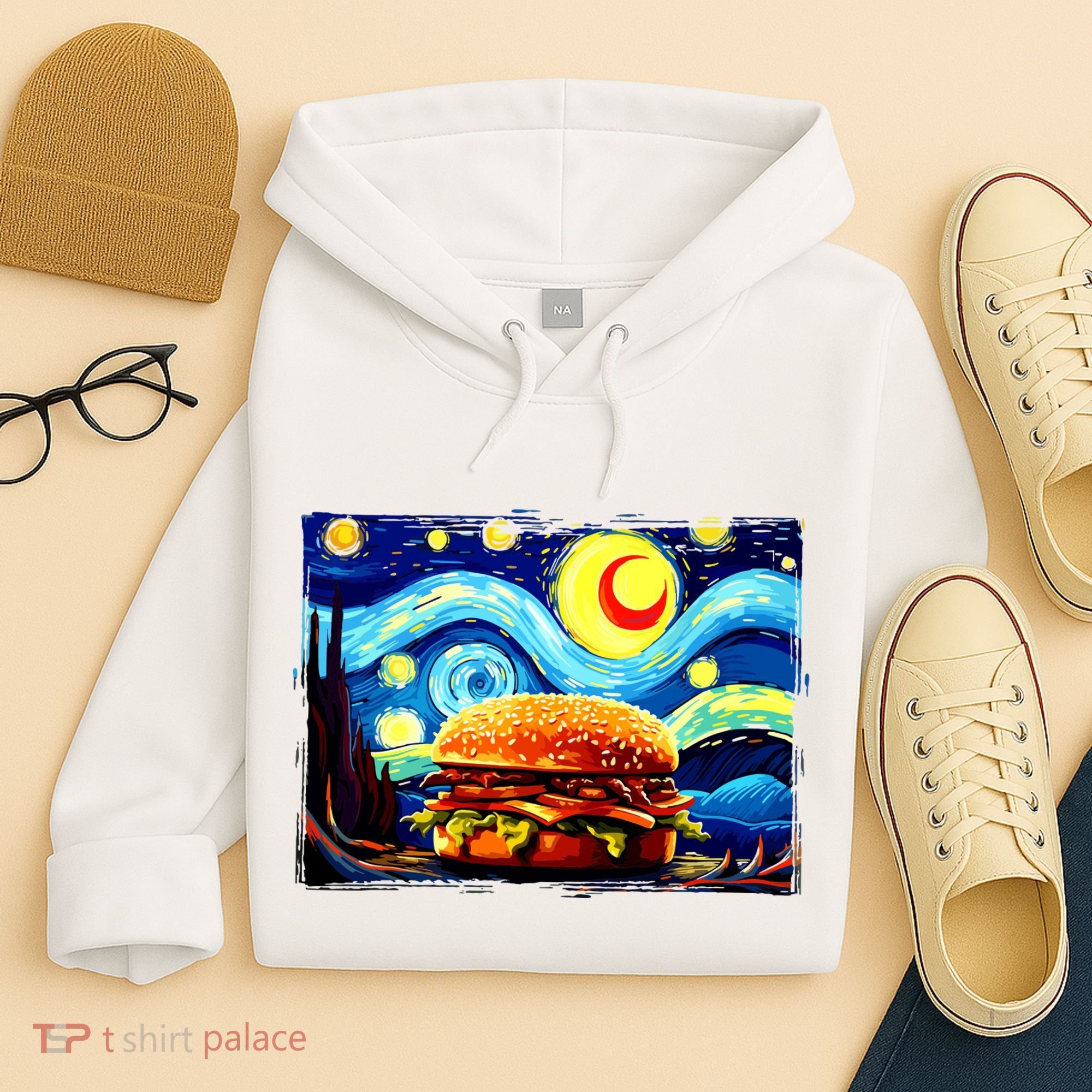 Love Hamburger Food Burger Van Gogh Hoodie