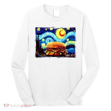 Love Hamburger Food Burger Van Gogh Long Sleeve Shirt