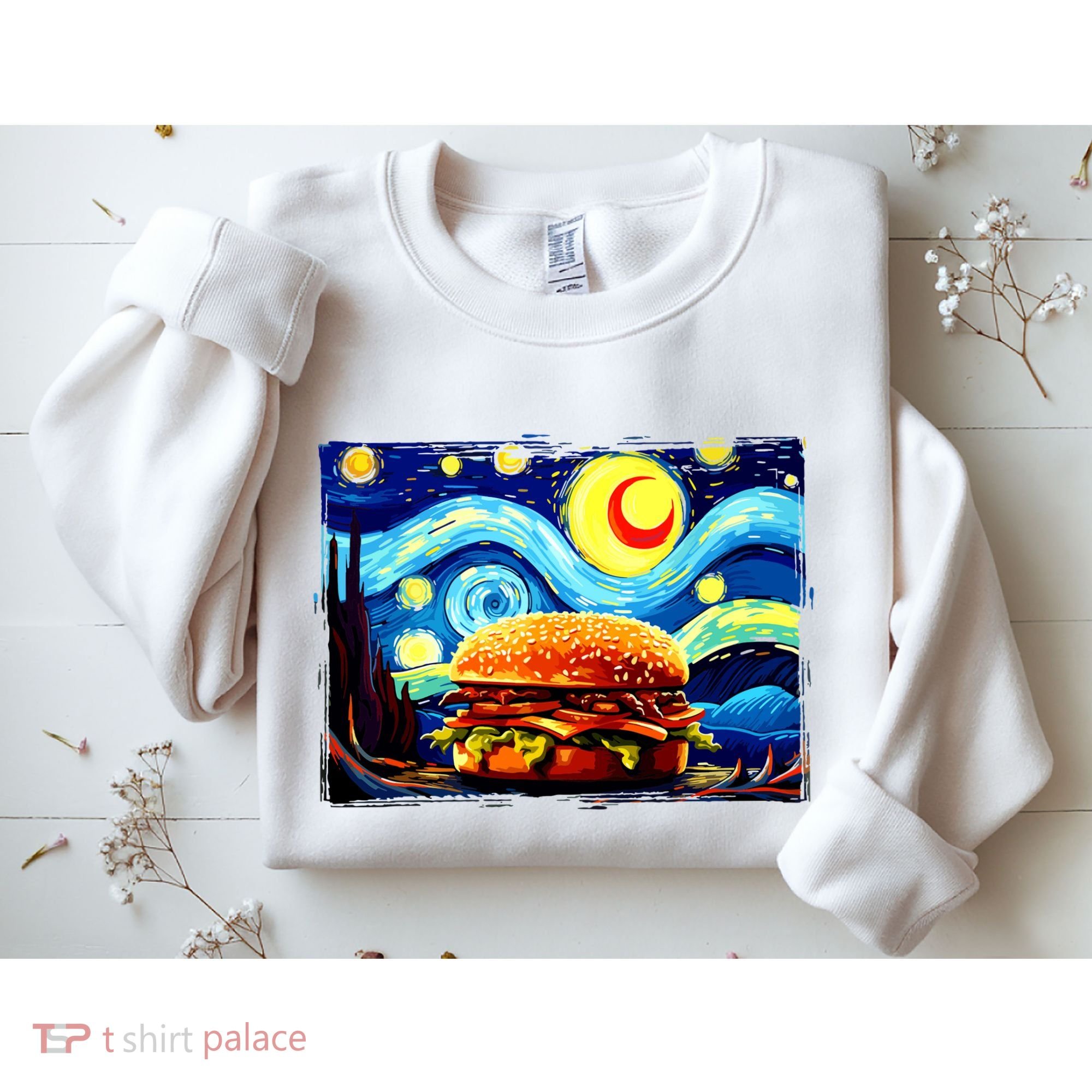Love Hamburger Food Burger Van Gogh Sweatshirt