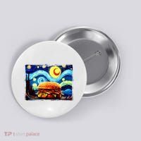 Love Hamburger Food Burger Van Gogh Button thumb 0