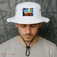 Love Hamburger Food Burger Van Gogh Bucket Hat thumb 2