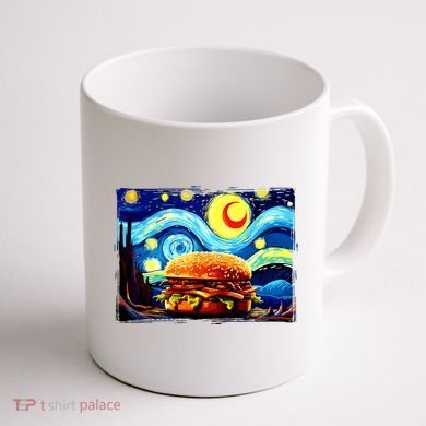 Love Hamburger Food Burger Van Gogh Coffee Mug back