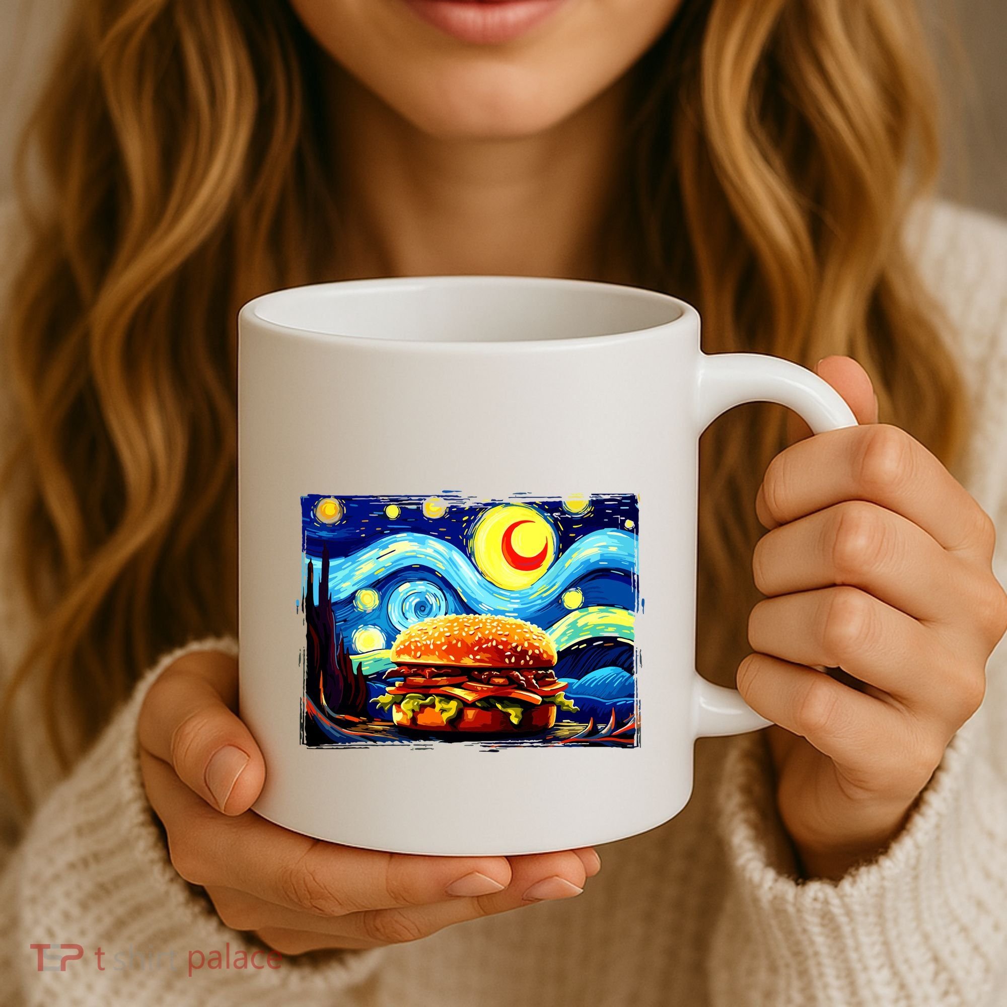 Love Hamburger Food Burger Van Gogh Coffee Mug