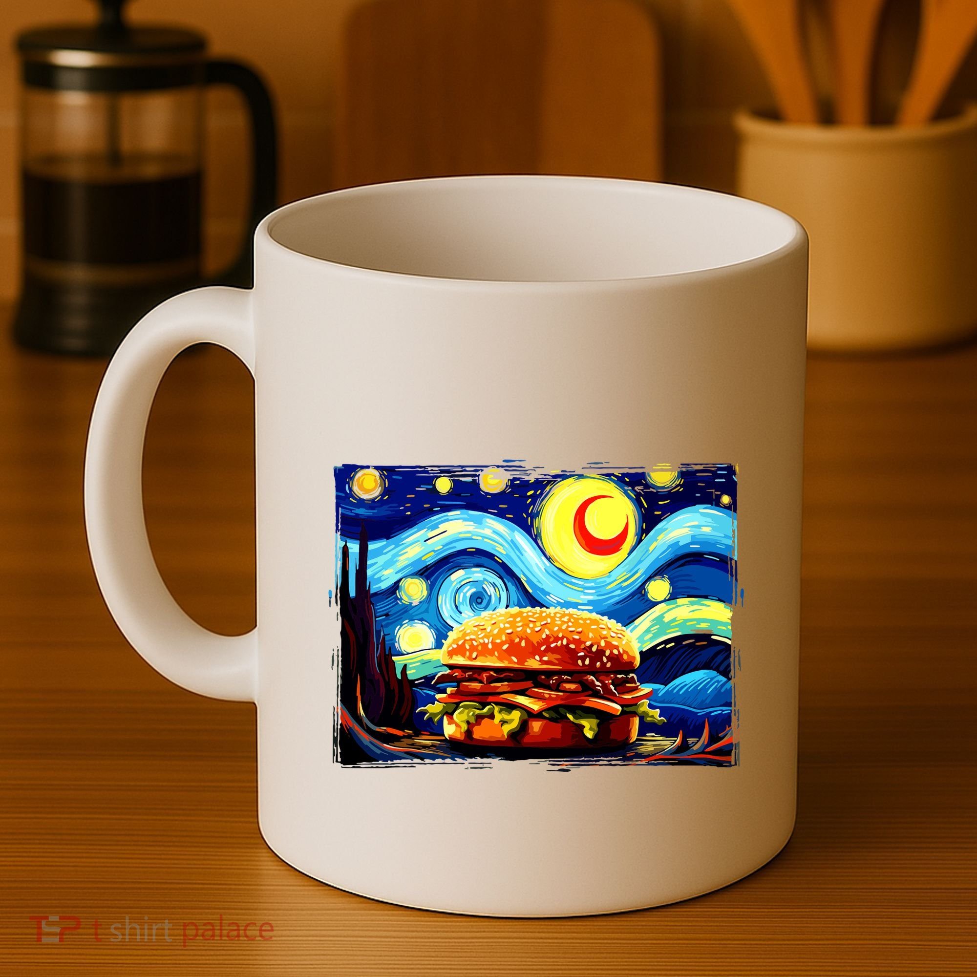 Love Hamburger Food Burger Van Gogh Coffee Mug