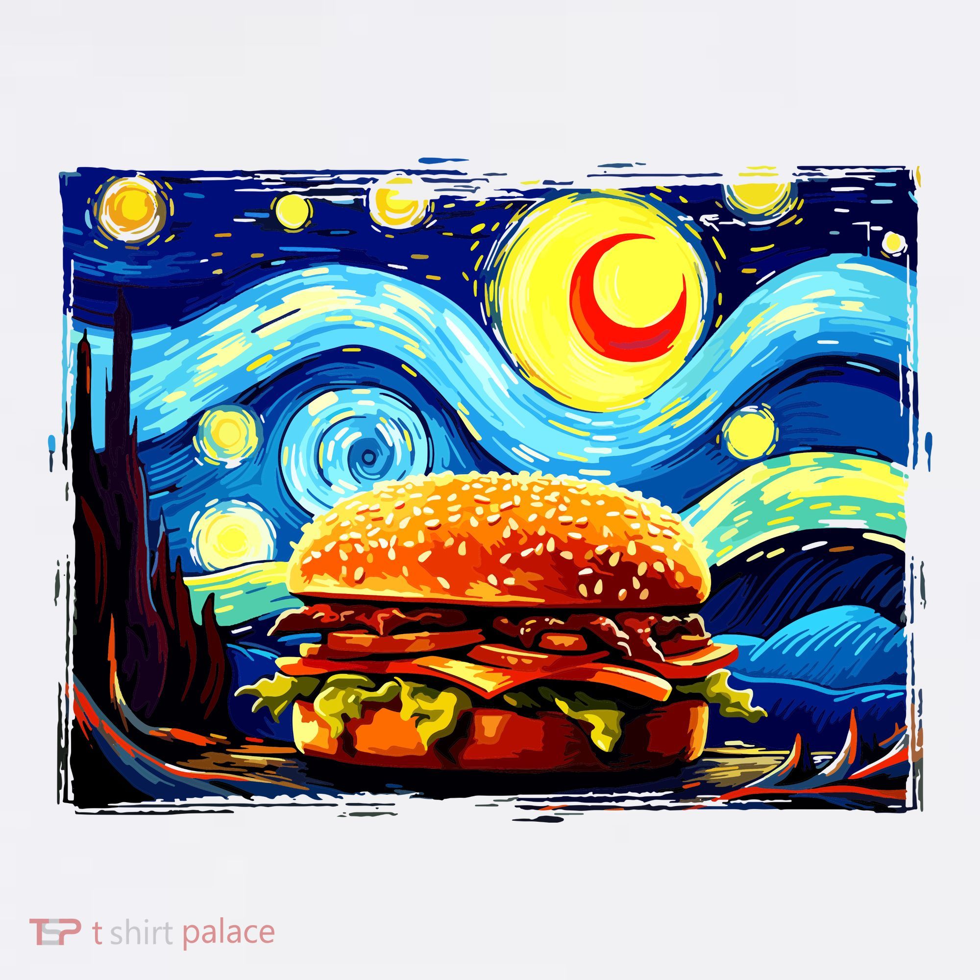 Love Hamburger Food Burger Van Gogh Mousepad