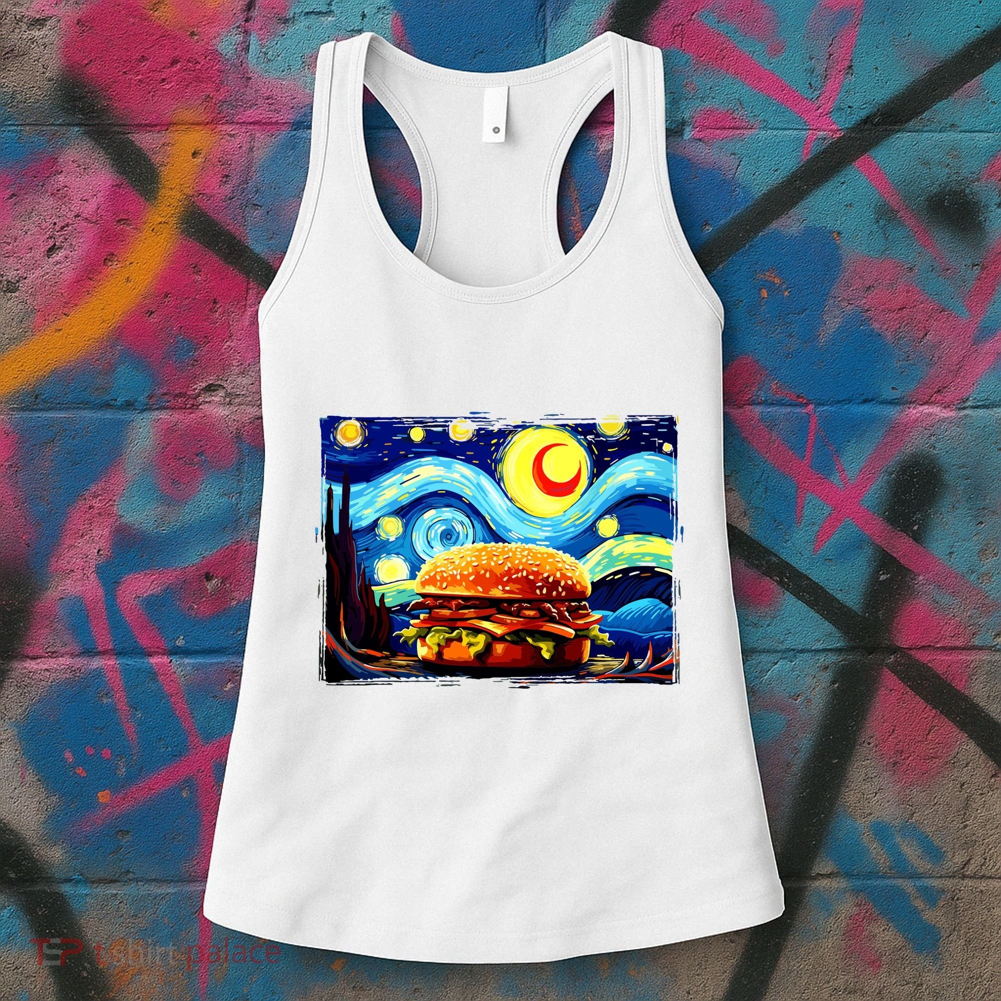 Love Hamburger Food Burger Van Gogh Women's Tank Top