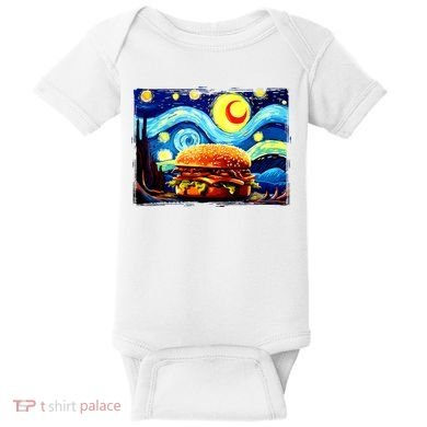 Love Hamburger Food Burger Van Gogh Baby Bodysuit