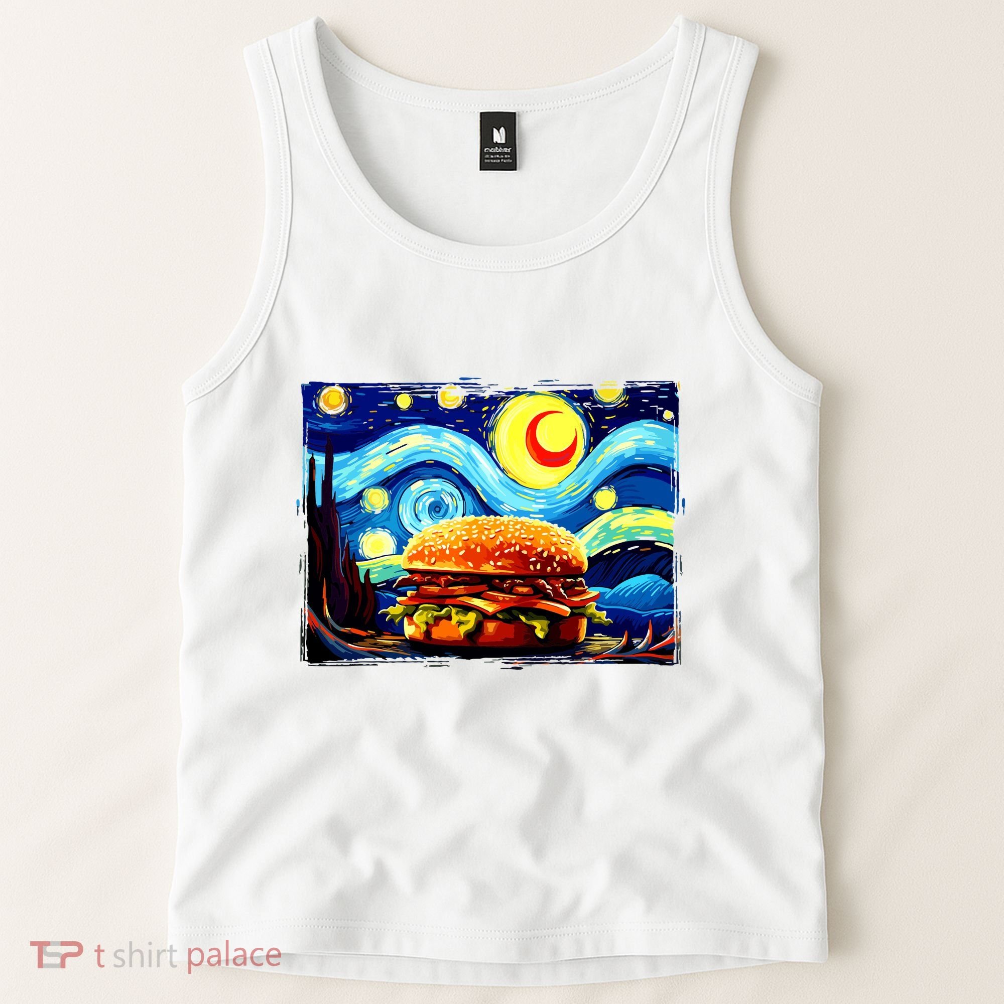 Love Hamburger Food Burger Van Gogh Tank Top