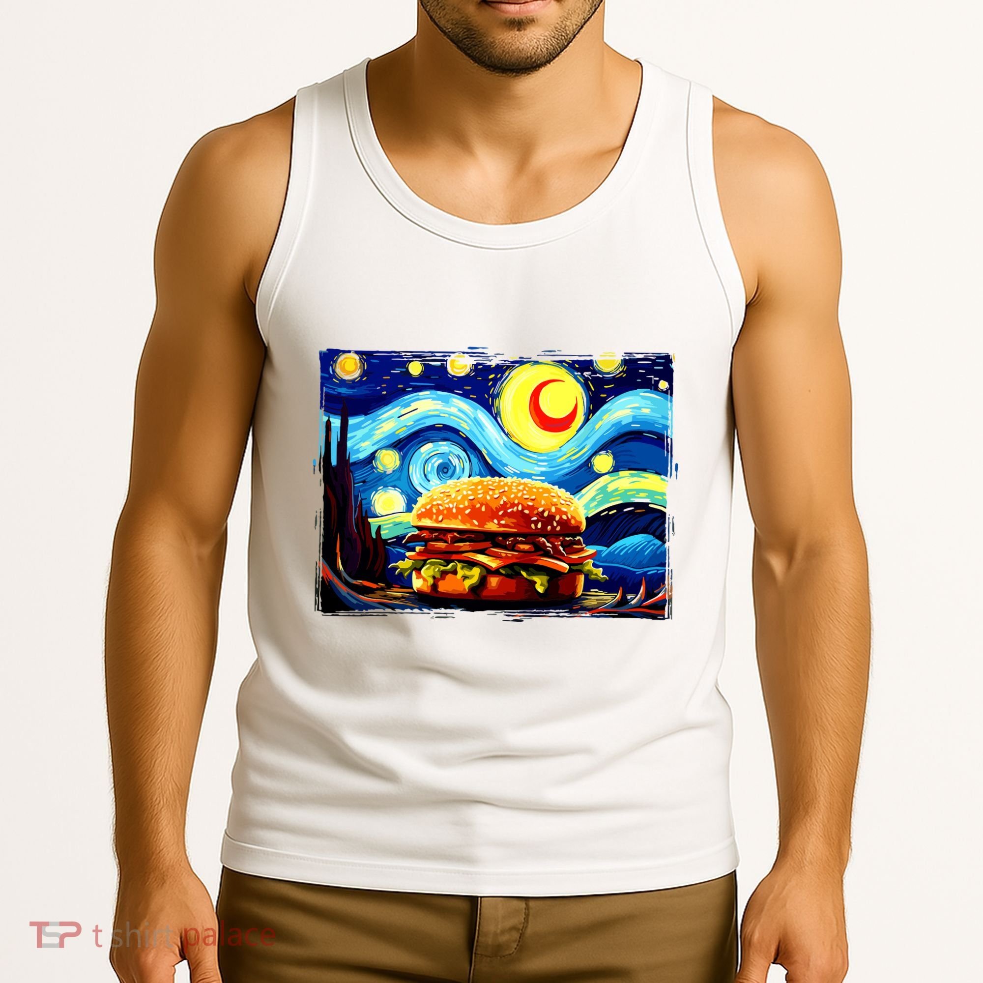 Love Hamburger Food Burger Van Gogh Tank Top