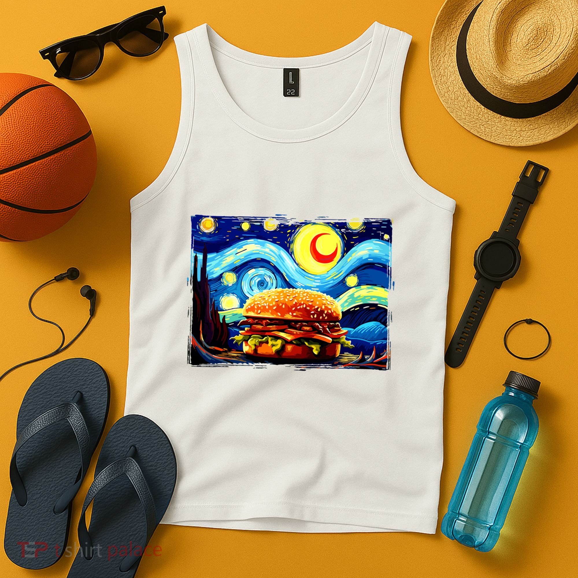 Love Hamburger Food Burger Van Gogh Tank Top