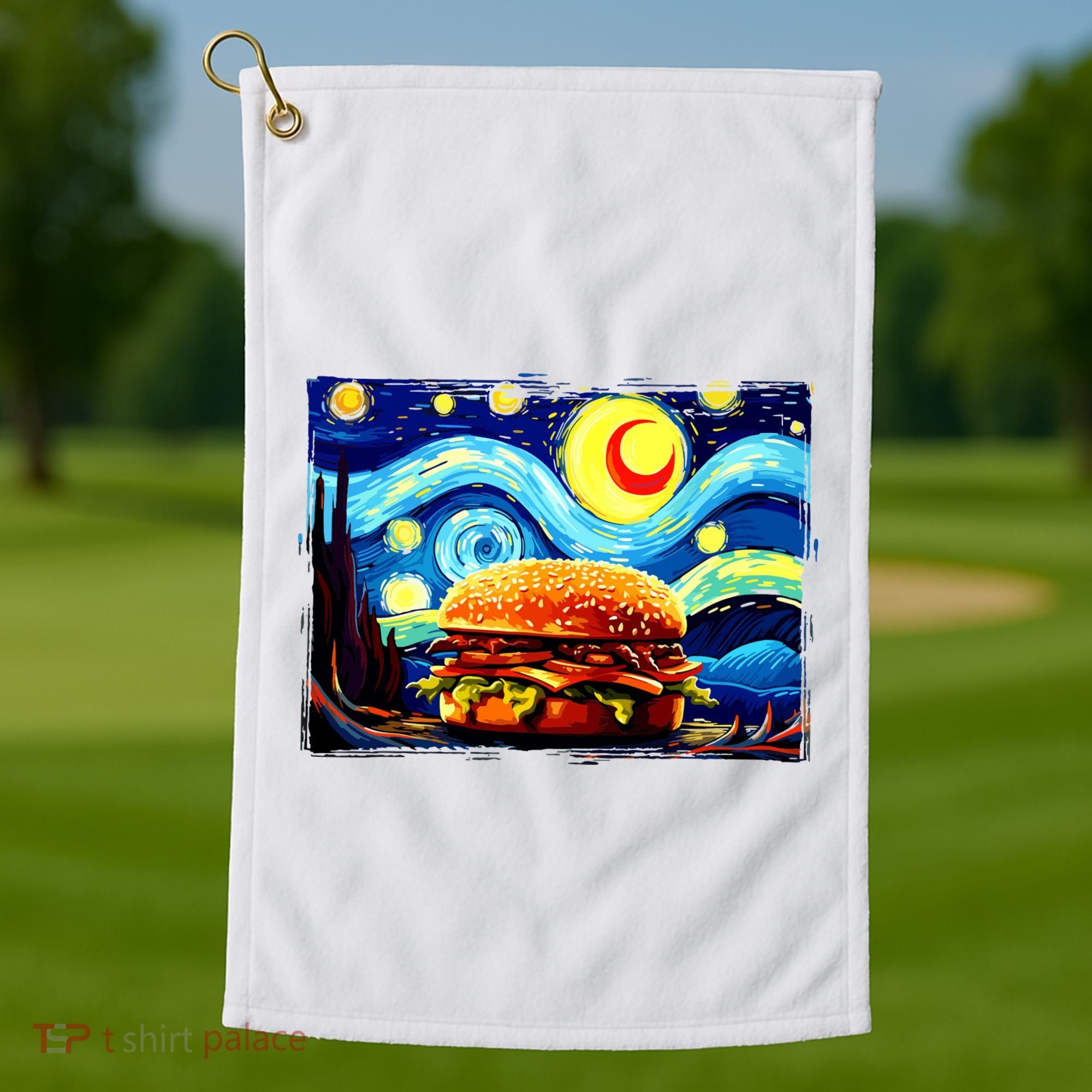 Love Hamburger Food Burger Van Gogh Golf Towel