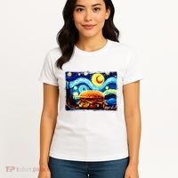 Love Hamburger Food Burger Van Gogh Women's T-Shirt thumb 4