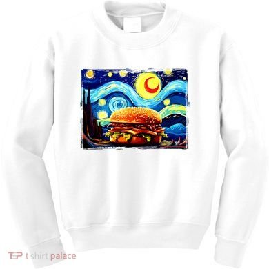 Love Hamburger Food Burger Van Gogh Kids Sweatshirt