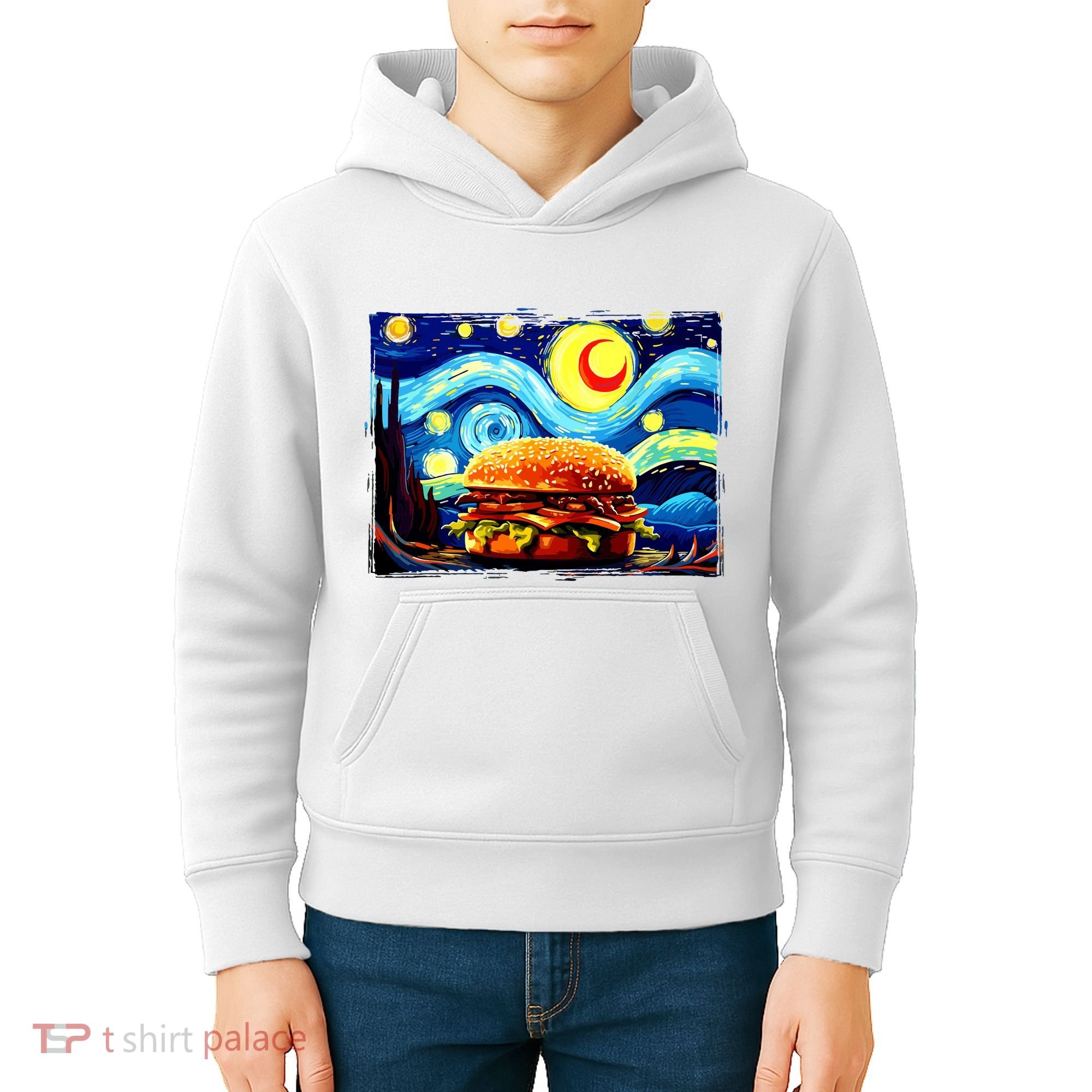 Love Hamburger Food Burger Van Gogh Kids Hoodie