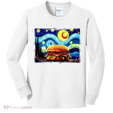 Love Hamburger Food Burger Van Gogh Kids Long Sleeve Shirt
