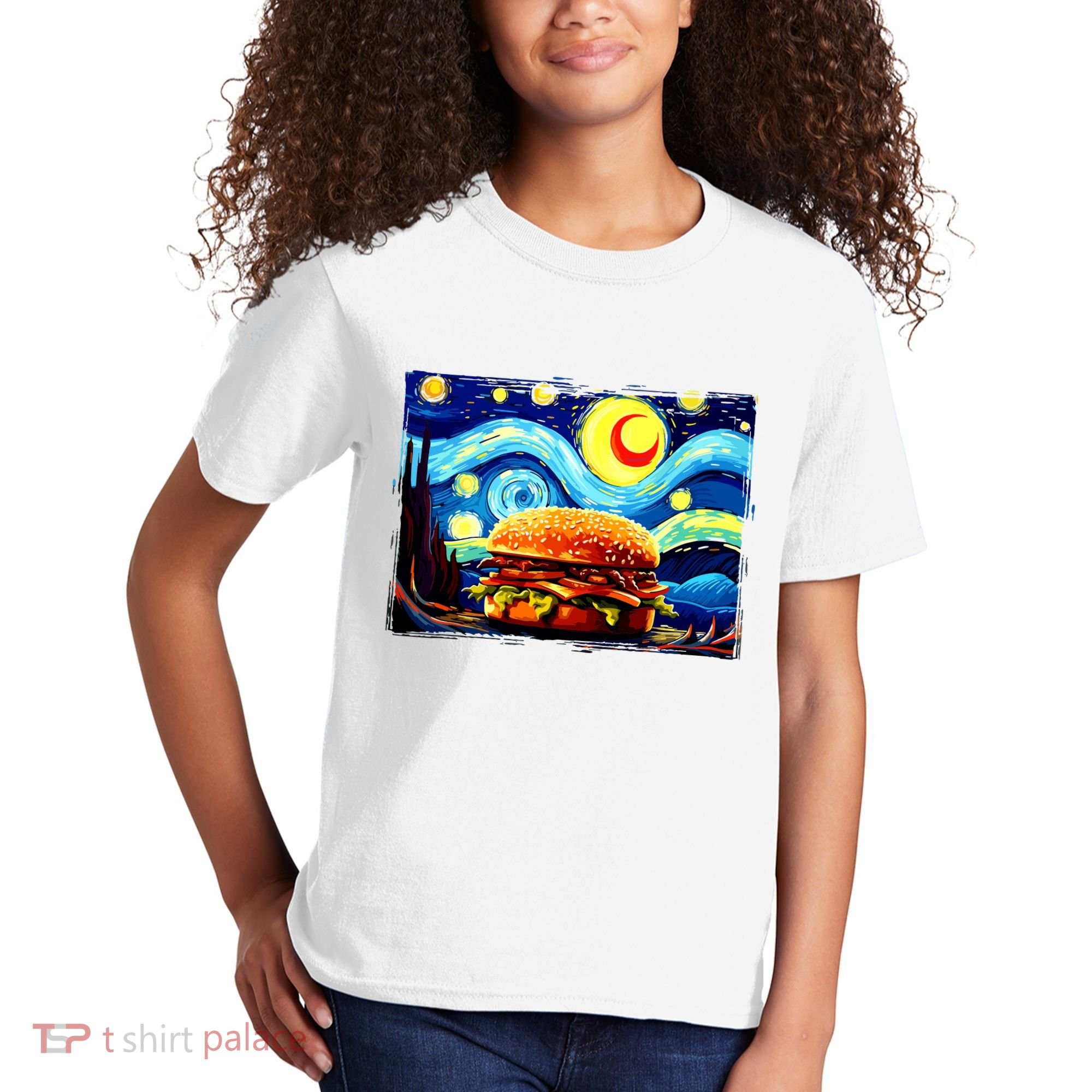 Love Hamburger Food Burger Van Gogh Kids T-Shirt