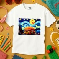 Love Hamburger Food Burger Van Gogh Kids T-Shirt thumb 3