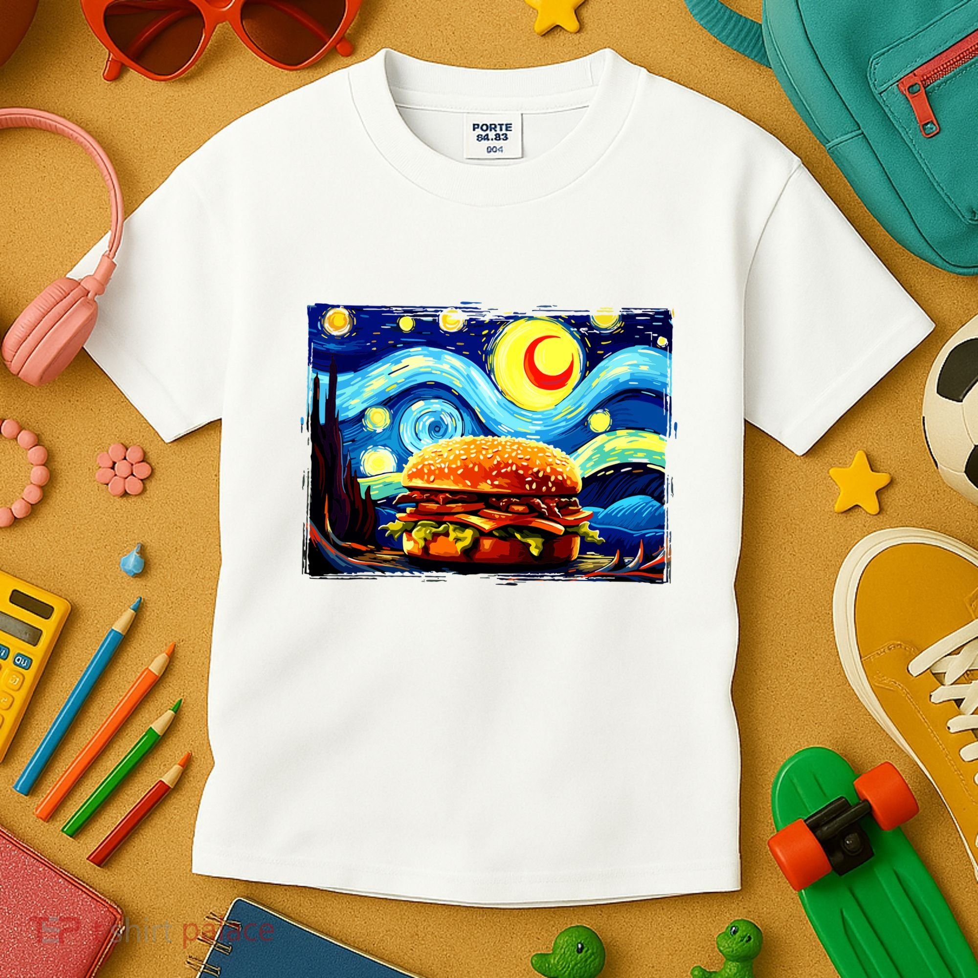 Love Hamburger Food Burger Van Gogh Kids T-Shirt