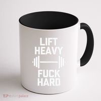 Lift Heavy Fuck Hard Cool Funny Weightlifting Workout Gym Coffee Mug thumb 1