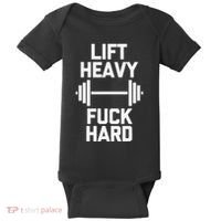 Lift Heavy Fuck Hard Cool Funny Weightlifting Workout Gym Baby Bodysuit thumb 0