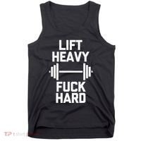 Lift Heavy Fuck Hard Cool Funny Weightlifting Workout Gym Tank Top thumb 0