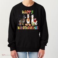 Llama Happy Hallothanksmas Halloween Thanksgiving Xmas Women's Sweatshirt thumb 0