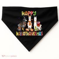 Llama Happy Hallothanksmas Halloween Thanksgiving Xmas USA-Made Doggie Bandana thumb 0