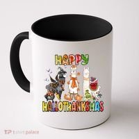 Llama Happy Hallothanksmas Halloween Thanksgiving Xmas Coffee Mug thumb 0