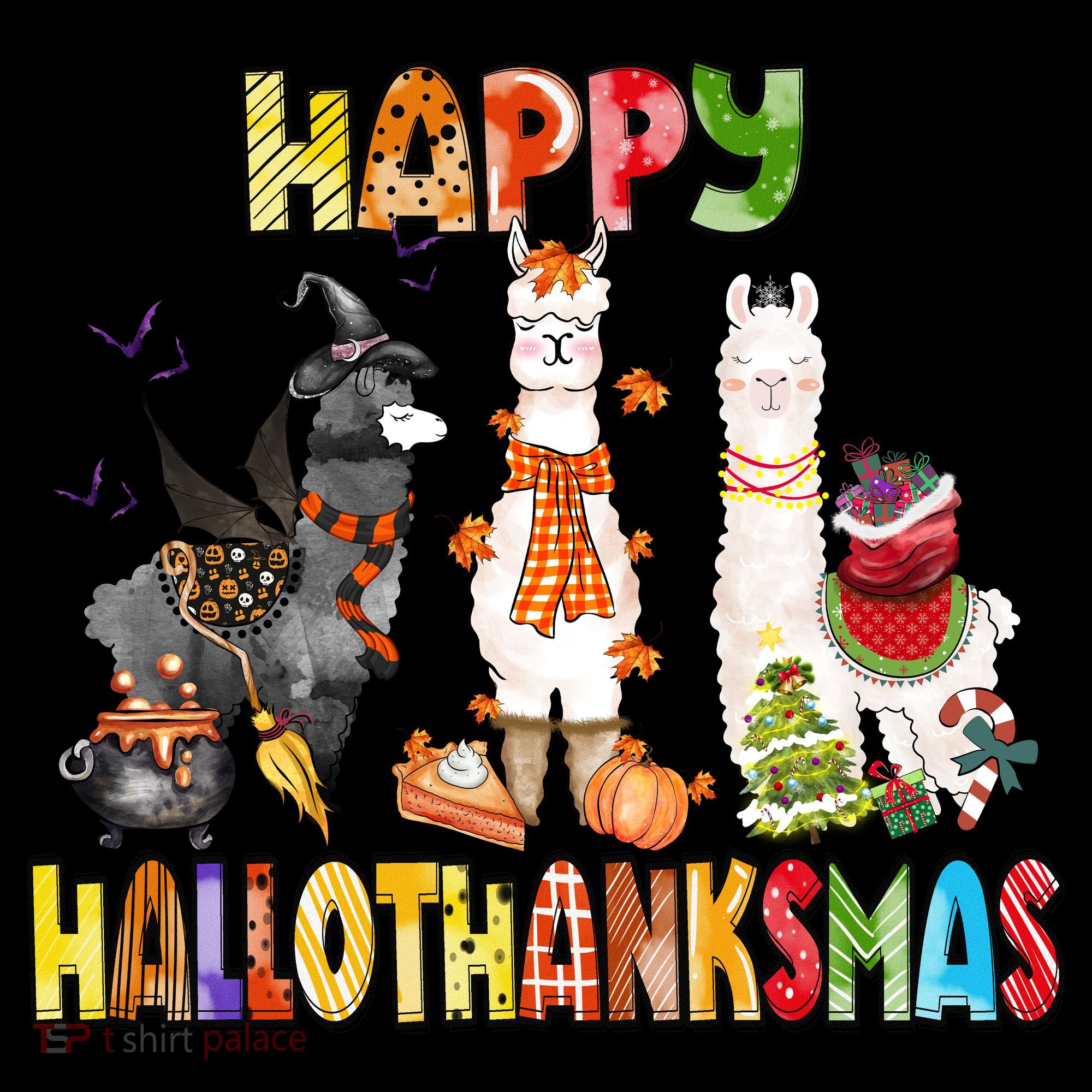 Llama Happy Hallothanksmas Halloween Thanksgiving Xmas Coffee Mug