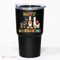 Llama Happy Hallothanksmas Halloween Thanksgiving Xmas Tumbler thumb 0