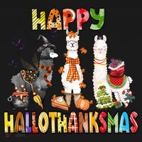 Llama Happy Hallothanksmas Halloween Thanksgiving Xmas Mousepad thumb 1