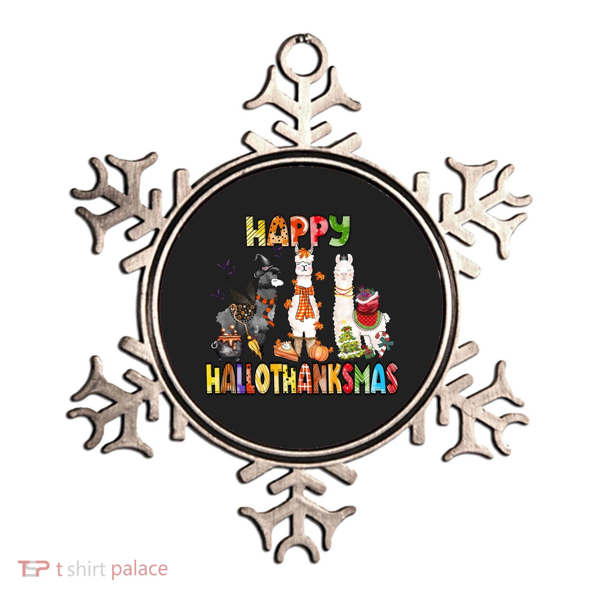 Llama Happy Hallothanksmas Halloween Thanksgiving Xmas Ornament
