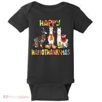 Llama Happy Hallothanksmas Halloween Thanksgiving Xmas Baby Bodysuit thumb 0