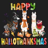 Llama Happy Hallothanksmas Halloween Thanksgiving Xmas Hat thumb 2