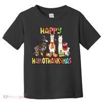 Llama Happy Hallothanksmas Halloween Thanksgiving Xmas Toddler T-Shirt thumb 0