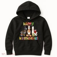 Llama Happy Hallothanksmas Halloween Thanksgiving Xmas Kids Hoodie thumb 0