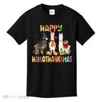 Llama Happy Hallothanksmas Halloween Thanksgiving Xmas Kids T-Shirt thumb 0
