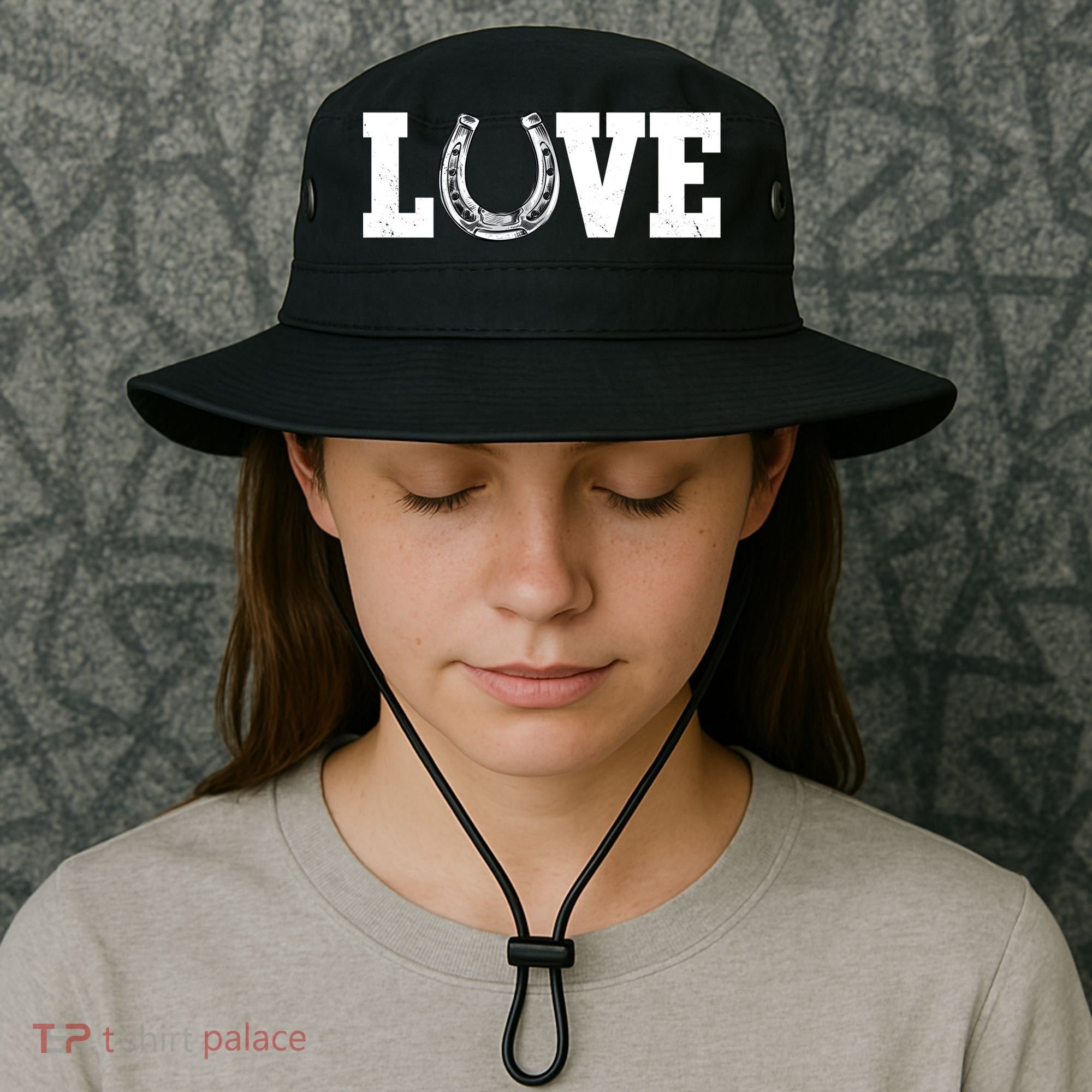 Love Horseshoe Horse Horseback Riding Lover Cow Gift Bucket Hat