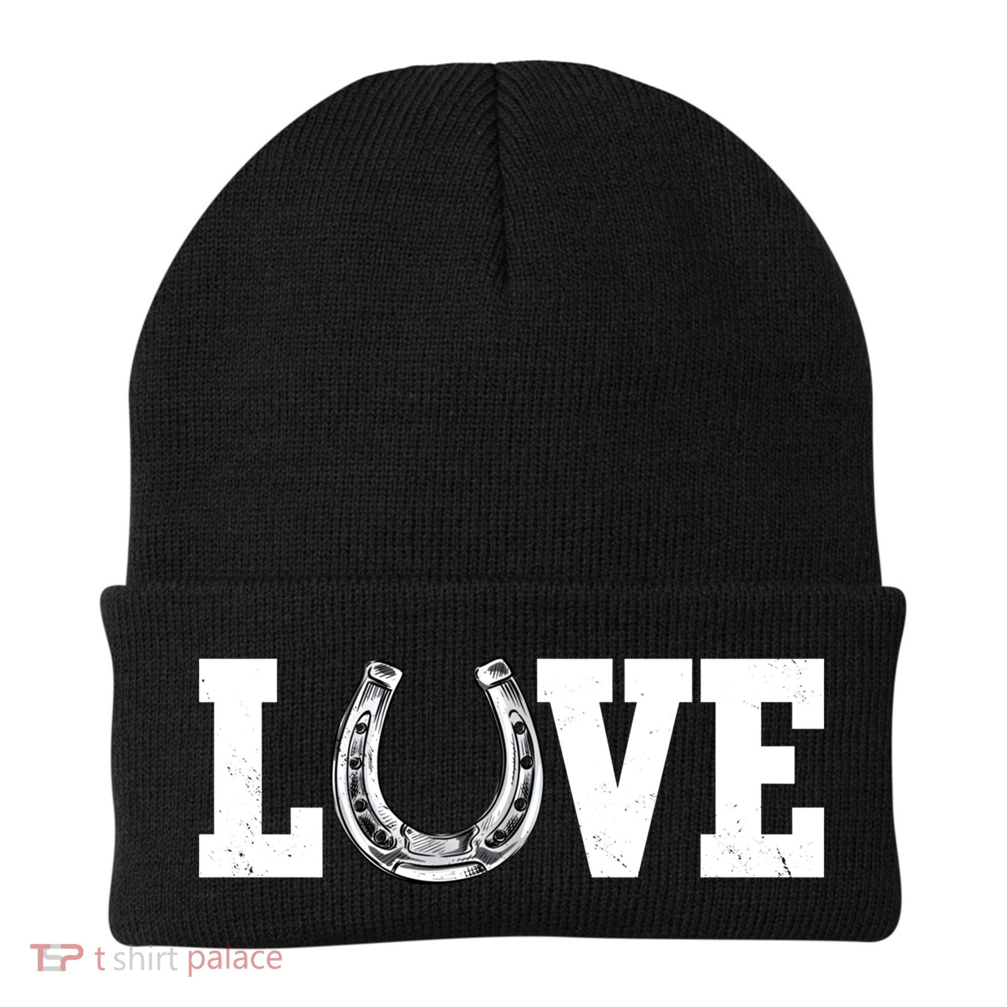 Love Horseshoe Horse Horseback Riding Lover Cow Gift Beanie