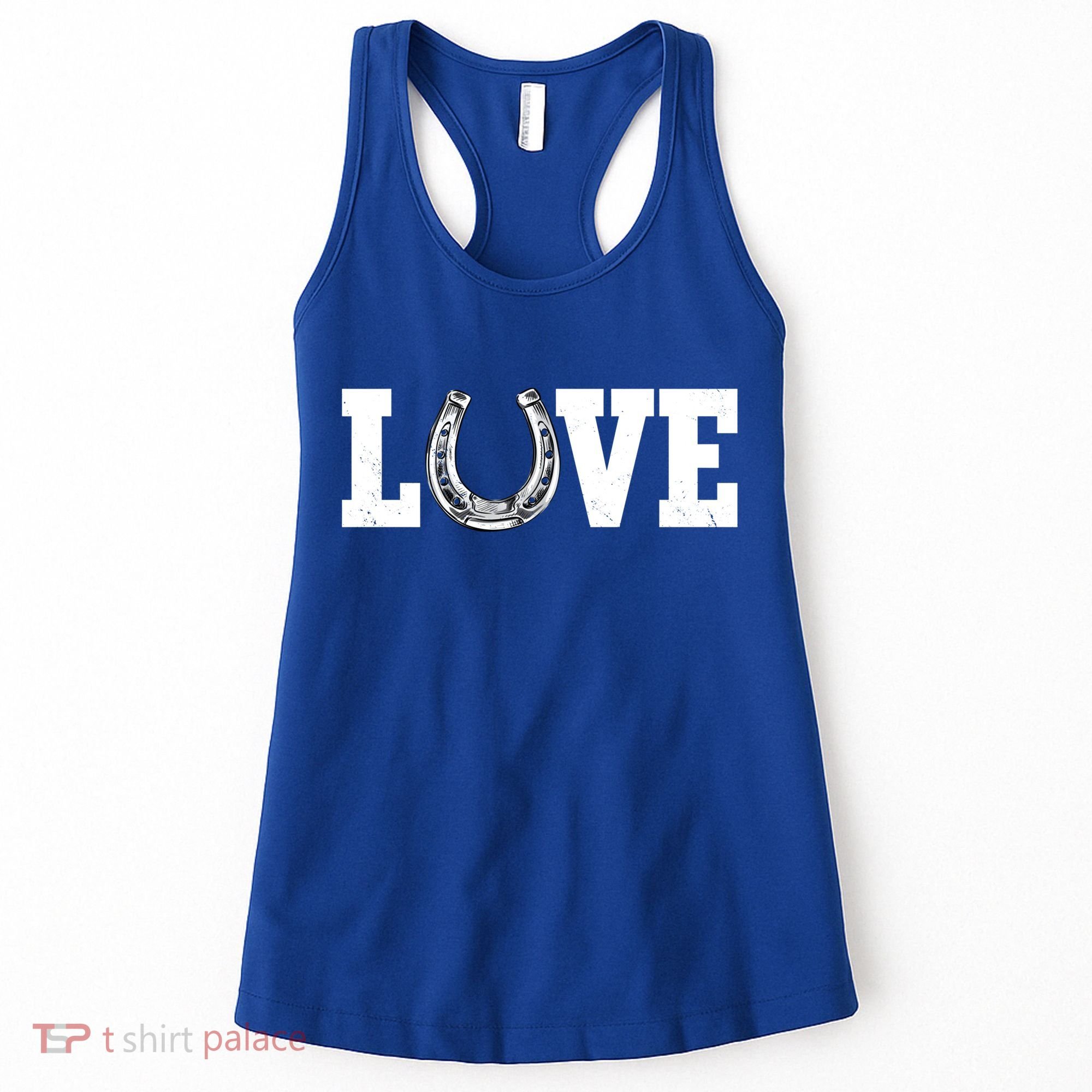 Love Horseshoe Horse Horseback Riding Lover Cow Gift Women's Tank Top
