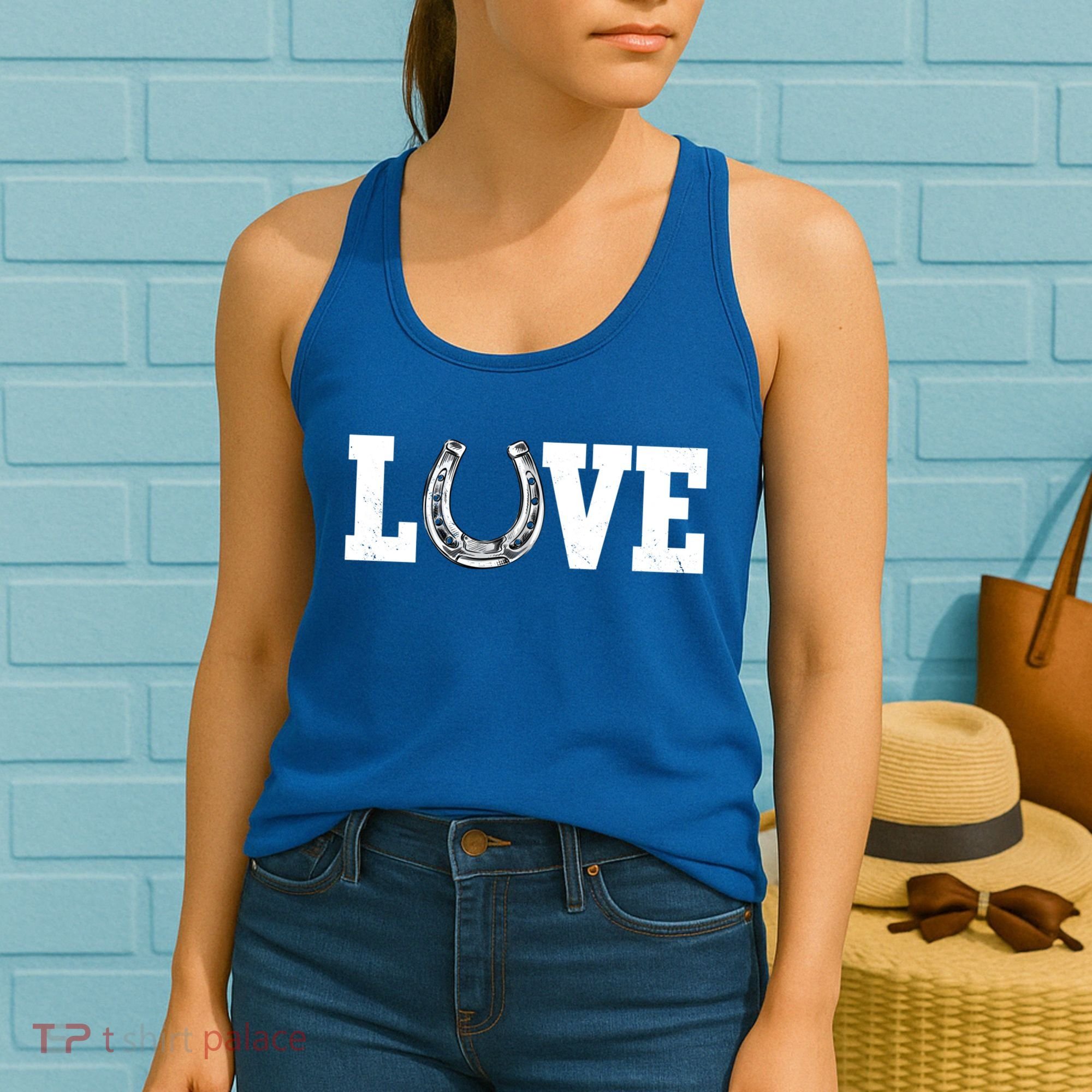 Love Horseshoe Horse Horseback Riding Lover Cow Gift Women's Tank Top