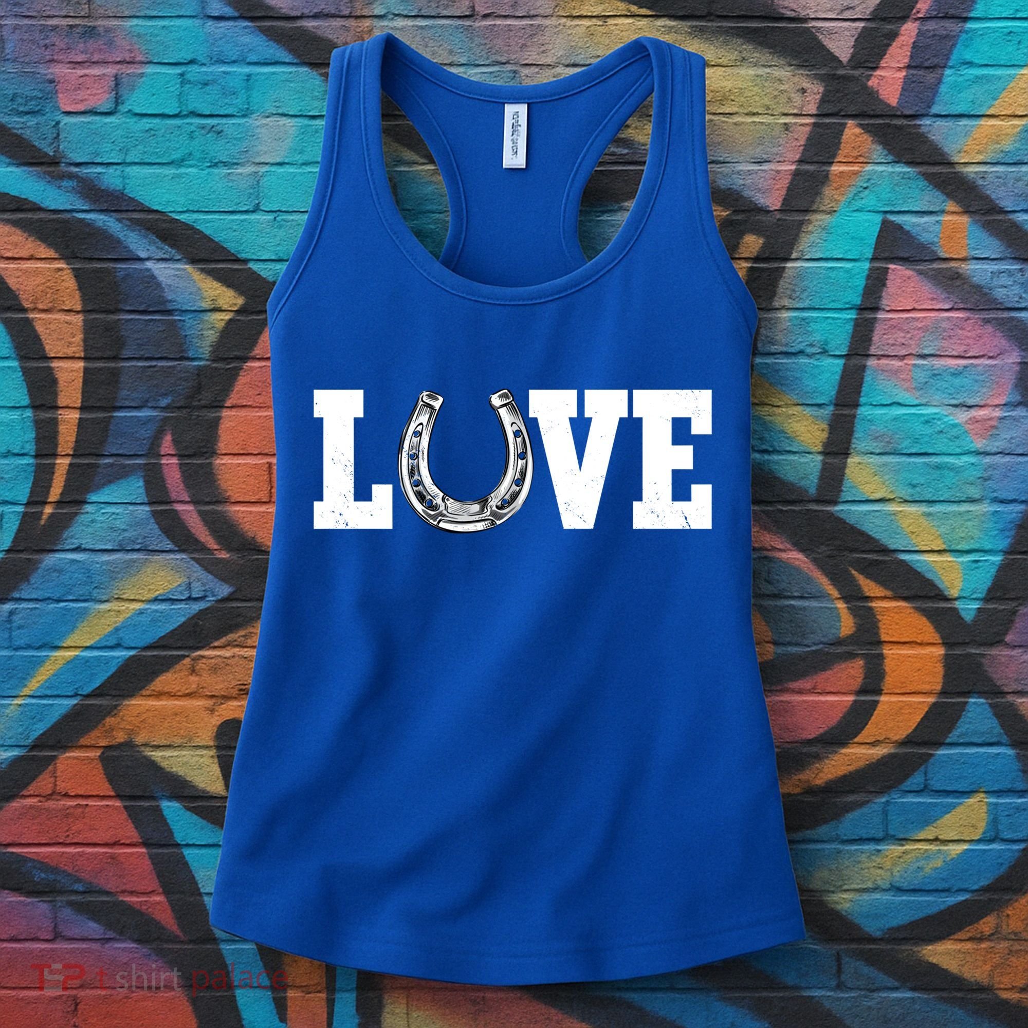 Love Horseshoe Horse Horseback Riding Lover Cow Gift Women's Tank Top