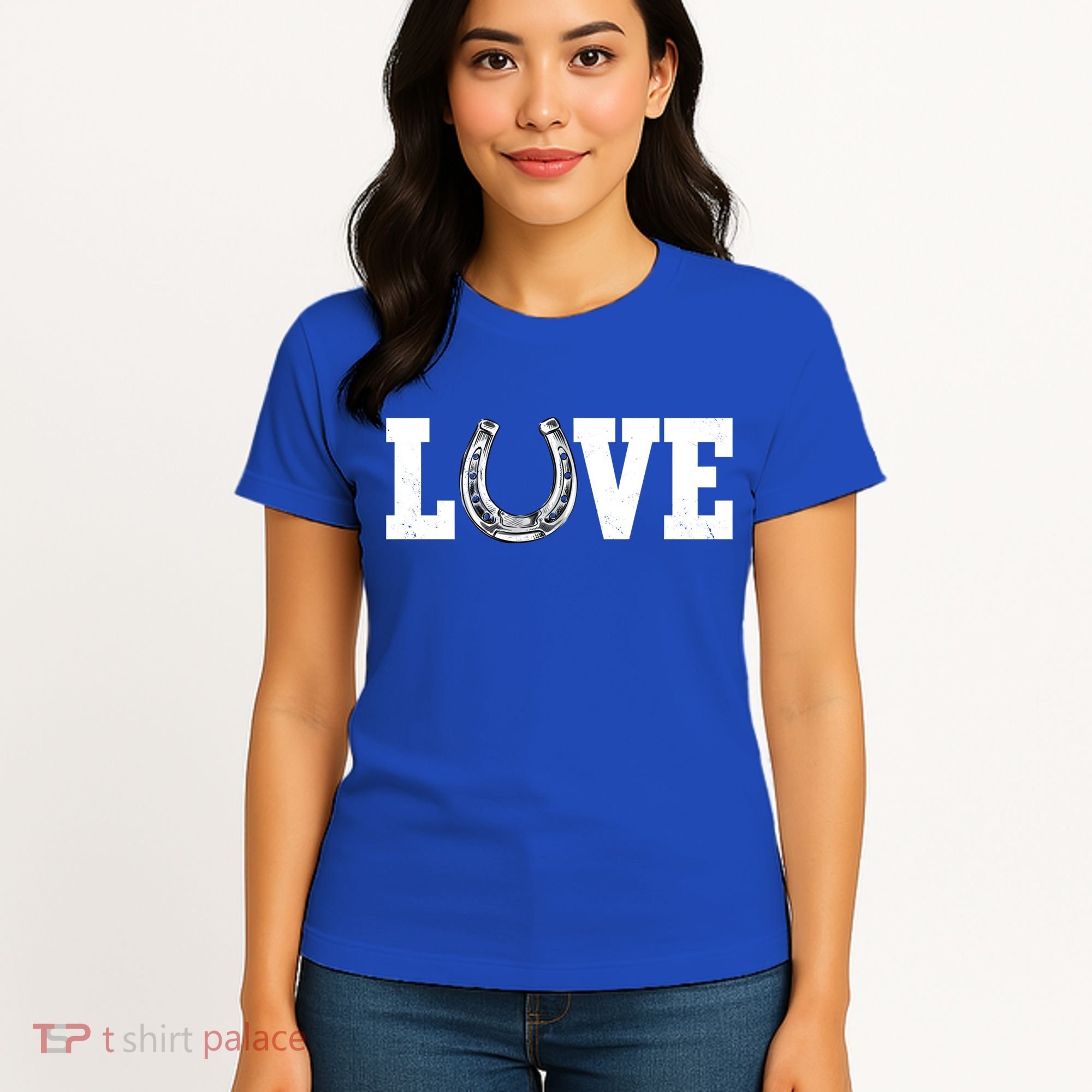Love Horseshoe Horse Horseback Riding Lover Cow Gift Women's T-Shirt