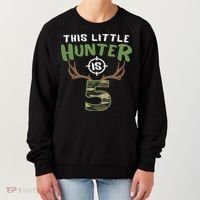 Little Hunter Is 5 Birthday 5th Birthday Deer Hunter Women's Sweatshirt thumb 0