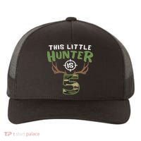 Little Hunter Is 5 Birthday 5th Birthday Deer Hunter Yupoong Adult 5-Panel Trucker Hat thumb 0