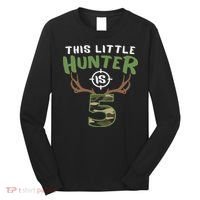 Little Hunter Is 5 Birthday 5th Birthday Deer Hunter Long Sleeve Shirt thumb 0