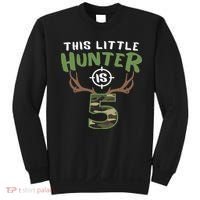 Little Hunter Is 5 Birthday 5th Birthday Deer Hunter Sweatshirt thumb 0
