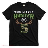 Little Hunter Is 5 Birthday 5th Birthday Deer Hunter T-Shirt thumb 0