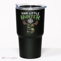 Little Hunter Is 5 Birthday 5th Birthday Deer Hunter Tumbler thumb 0